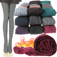 Women Autumn Winter Pantyhose Cotton Knitted Stocking Candy Color Chunky Ribbed Knitted Leggings Warm Twist Striped Tights