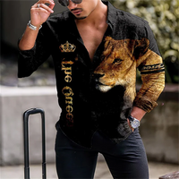 Men's suit lapel shirt creative pattern fashion casual soft comfortable breathable material 2023 spring and summer new hot sale