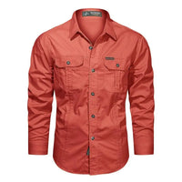 2023 New Mens Military Shirt Men Short Sleeve Cargo Shirts 100% Cotton Casual Solid Shirt Male Pocket Work Shirt