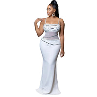 Fashion Women's Hot Diamond Mesh Dresses Summer New Sexy Transparent Lace Party Elegant Female Maxi Dress 2025