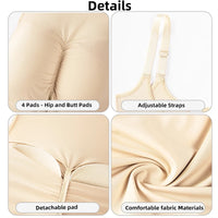 High Waist Shapewear Bodysuit for Women 4-Pad Butt and Hip Lifter Adjustable Shoulder Straps Tummy Control Slimming Fit