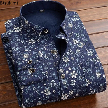 New Design Autumn Winter Warm Plaid Shirts for Men Evening Business Office High Quality Men's Winter Clothing Fashion Tops 2026
