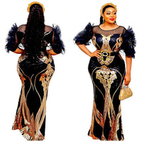 MD African Wedding Party Evening Gown Turkey Dresses For Women Luxury Sequin Bodycon Mermaid Dress Clothing Robe Africaine Femme