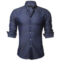 VISADA JAUNA 2019 Men‘s Solid Color Long-Sleeved Shirt  Slim Fit  Fashion Business Casual Male Shirts Big Size 2XL N5040