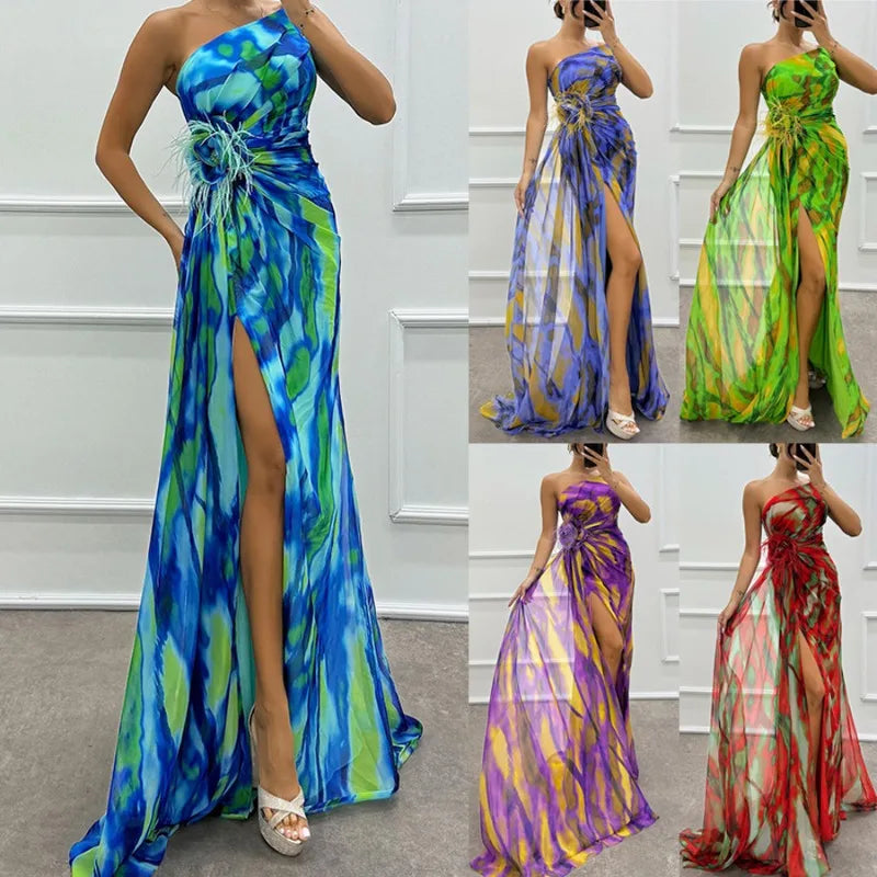 2025 Spring Women Chiffon Dress Print Sleeveless Casual Dress Bohemian Dress Female Summer Holiday Fashion Beach Lady Clothes