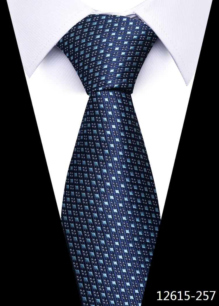 Newest Style 8 cm Necktie Man Blue Golden Striped Wedding Accessories Performance Tie Men Necktie Gravatas Fit Business