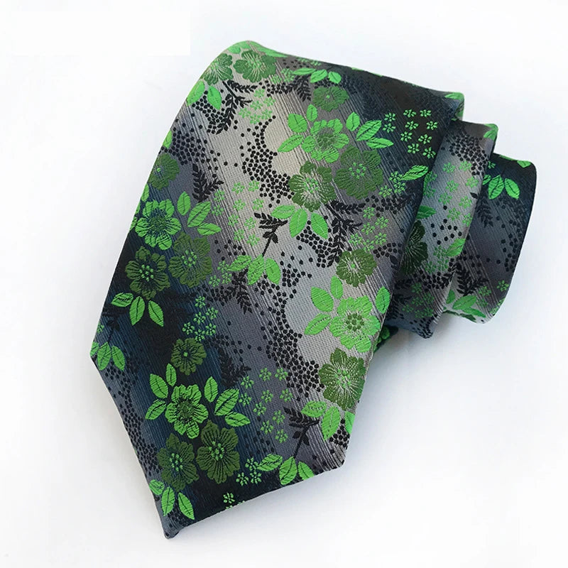 Fashion 8CM Mens Necktie Polka Dot Stripes Paisley Ties For Man Jacquard Woven Ascot Green Color Business Party Accessories