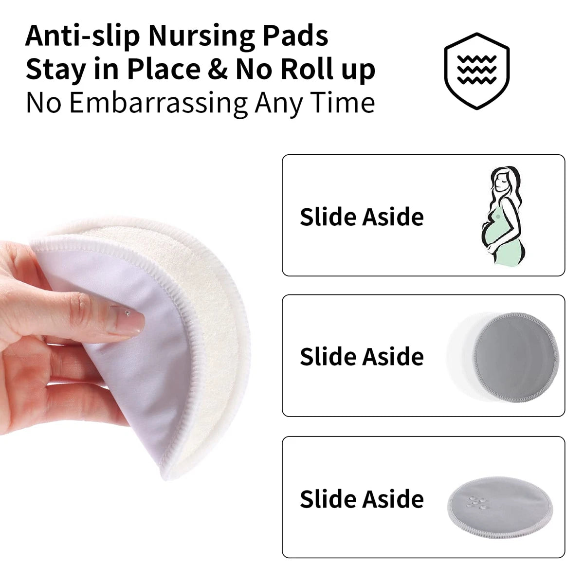 4Pc Rayon Made from Bamboo Nursing Breast Pads Washable & Reusable Breastfeeding Nursing Pads