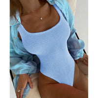 Sexy Ribbed Wrinkled One-piece Bikini Female Swimsuit Women Push Up Bra Swimwear