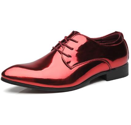 Fashion Trend Patent Leather Men Wedding Shoes Gold Blue Red White Oxfords Shoes Designer Pointed Toe Dress Shoes Big Size 37-48