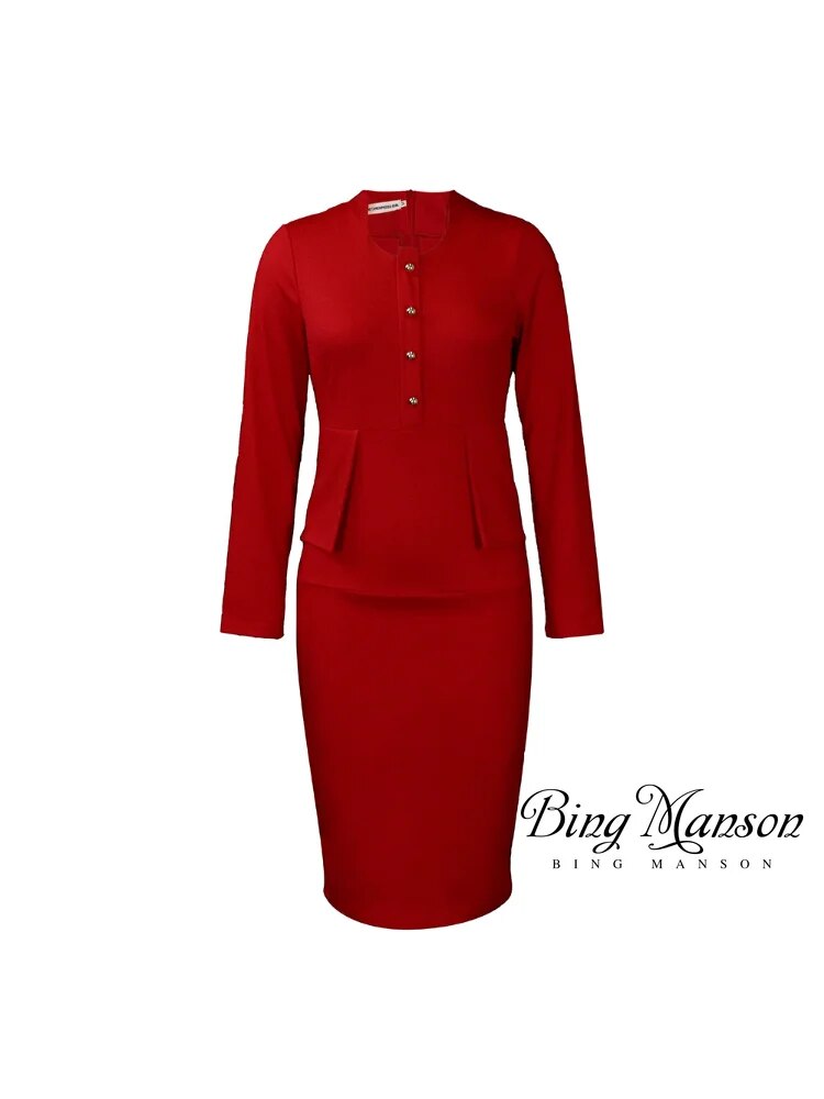 2023 Autumn New Style Women Elegant Long Sleeve Business Church Dress Women Knee Length Office Formal Professional Pencil Skirt