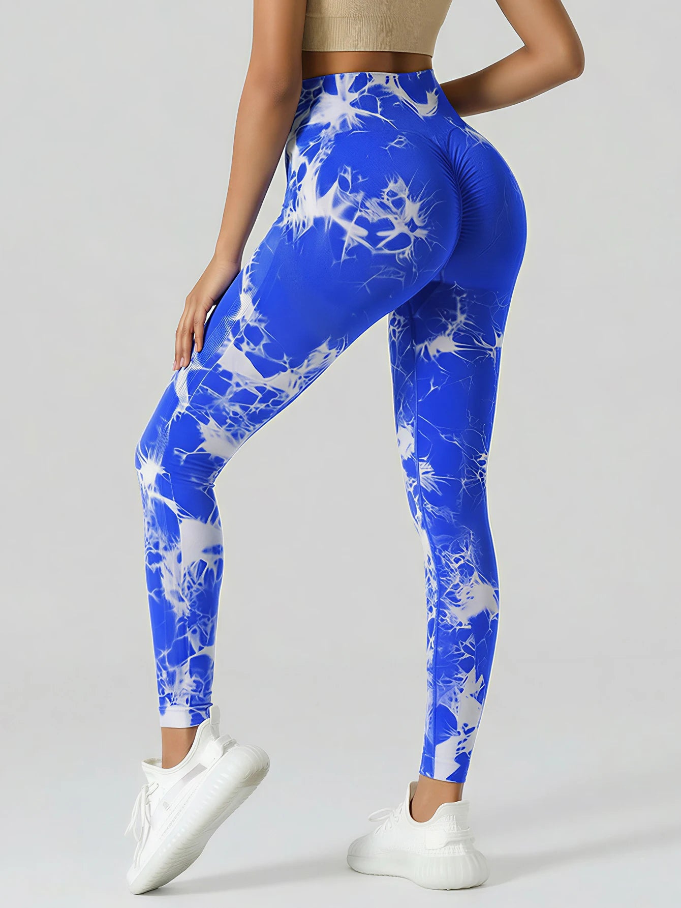 Seamless Tie-Dye Yoga Pants High Waist Peach Booty Leggings for Women - Print Workout Tights Butt Lifting Fitness Cross-Border