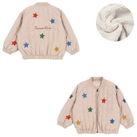Children's coats for autumn and winter ks new collection Girls' embroidered sequined thickened wool jacket flight suit coat