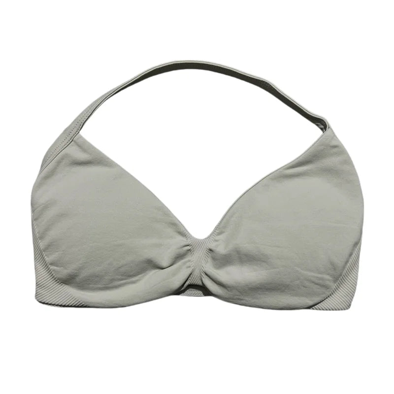 HISTELLO Sports Bra Seamless Halter Thin Strap High Support Scrunch Women Removable Pads Gym Fitness Workout Yoga Clothes