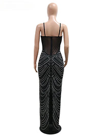 New Luxury Sparkly Crystal Rhinestone Pearl Celebrities Gown Brown Dress Woman Strap Evening Party Birthday Prom Wedding Vestido