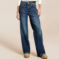 Fashion Loose Straight Leg Jeans Female Baggy Wide Fit Casual High Waist Retro Washed Vintage Style Casual Denim Pants