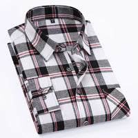 S-11XL Plaid Flannel Shirts For Men's Long Sleeve Cotton Fashion Design Young Casual Standard-Fit Thick Man Shirt Blouse Clothes