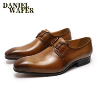 Business Casual Men's Shoes Size 38-47 Gradient Color Calfskin Leather Low Top Breathable Wear-Resistant Fashionable Shoes