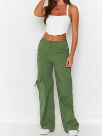 Women s Baggy Cargo Pants Drawstring Mid Waist Solid Color Jogger Pants Streetwear with Pockets