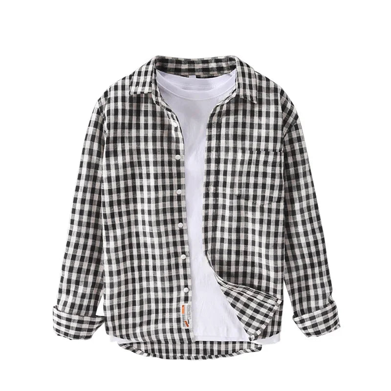 Spring 2022 New Milled Plaid Long-sleeved Shirt Men Loose Casual Versatile Youth Cotton Shirt Tide Men Clothing