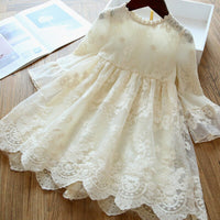 White Girls Ceremony Dress Formal Lace Wedding Dress Party Pageant Gown Dresses Girl Princess Dress Children New Year Costume