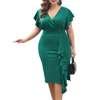 Women Plus Size Clothing Elegant Luxury Designer Plis Size Curvy Woman Dress Summer 2023 Ruffles Short Bodycon Dress 5Xl 150Kg