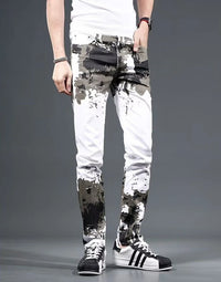 Jeans for Men Trousers White Skinny Slim Fit Man Cowboy Pants Tight Pipe Designer Stacked Japanese Street Style Aesthetic Goth