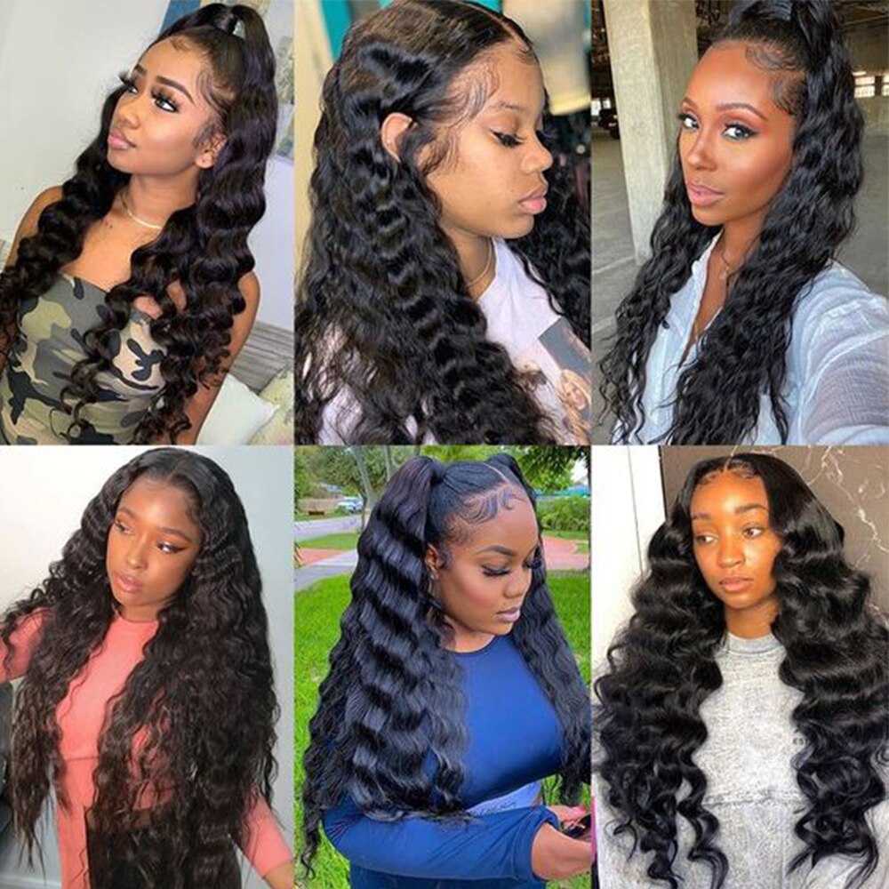 13x4 Loose Deep Wave Lace Front Wigs For Black Women Pre Plucked With Baby Hair Curly Human Hair Wigs Deep Wave Frontal Wigs