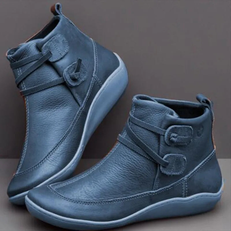 New Autumn And Winter shoes Boots  British Wind Retro Boots High Quality PU Waterproof Warm Women's Booties Mujer Botas