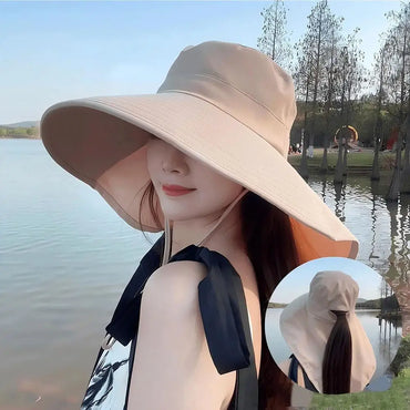 Women Sun Hat Anti-UV UPF 50+ Hiking Fishing Hats Wide Brim Foldable Summer Beach Hat with Neck Cover Outdoor Visor Caps