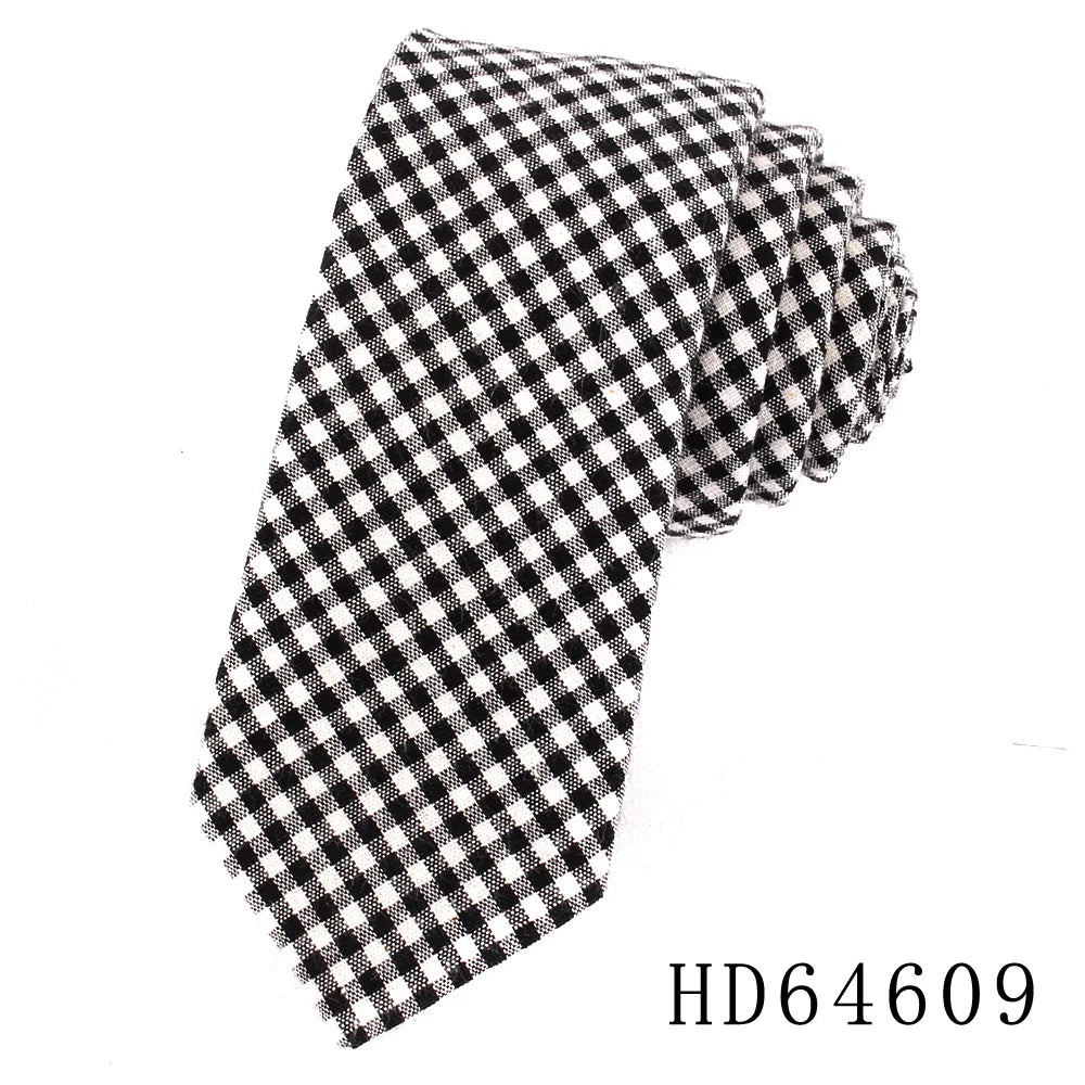 Cotton Skinny Tie For Men Women Casual Plaid Neck Tie For Party Business Wedding Neckties Adult Suit Slim Neck Ties For Gifts