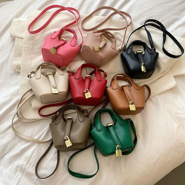 Ladies Handbag Female Bucket Bag Basket Shoulder Bag Travel BagLeather Bucket BagLarge Soft Leather Tote with Lock Daily