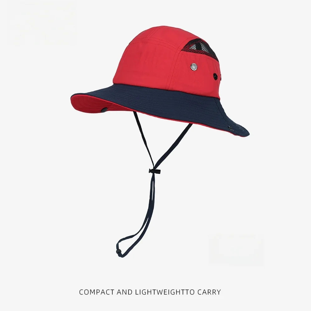 UPF50+ Waterproof Sun Hat Men Women Wide Brim Bucket Hat Quick Dry Breathable Boonie Hat Outdoor Fishing Hiking Safari Caps