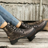 European and American Short Boots 2024 New Large Trendy Printed Thick Bottom Anti Slip Comfortable Daily Women's Boots Sneakers