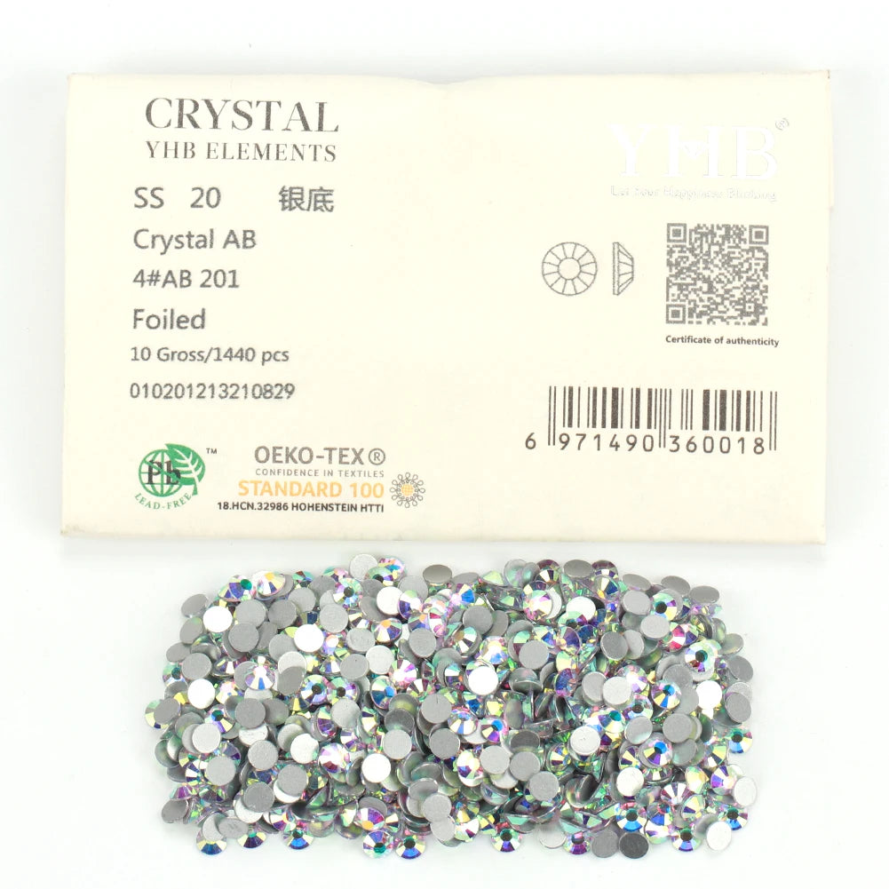 YHB 101-133Cold Fixation Crystal Cristales Flatback Silver Back Non Hotfix Rhinestones For Bags Shoes Garment Phone DIY Nail Art