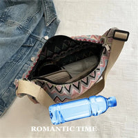 Wave Pattern Design Crossbody Bag for Women New Large Capacity Canvas Shoulder Bag, Versatile College Students Dumplings Bag