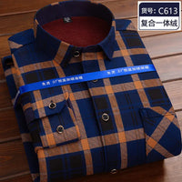 Autumn and Winter Men's Long-sleeved Fleece Shirt Thermal Shirt Plaid Jacket Clothes Men's Clothing Streetwear Men Shirts