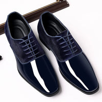 Classic Men's Leather Shoes Patent Leather Dress Shoes Lace Up Office Work Shoes Pointed Toe Wedding Oxfords Plus Size Shoe New