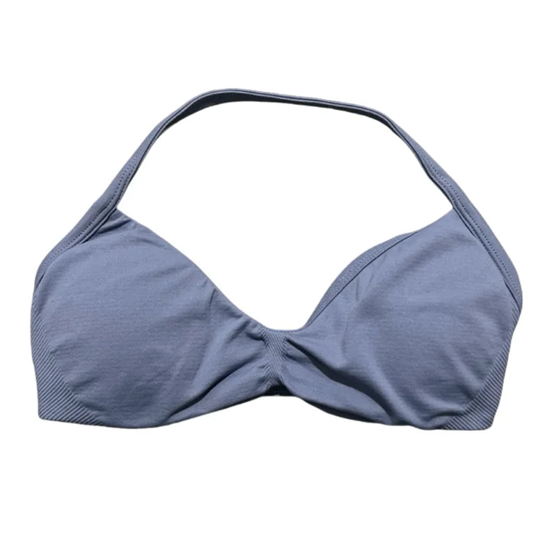 HISTELLO Sports Bra Seamless Halter Thin Strap High Support Scrunch Women Removable Pads Gym Fitness Workout Yoga Clothes