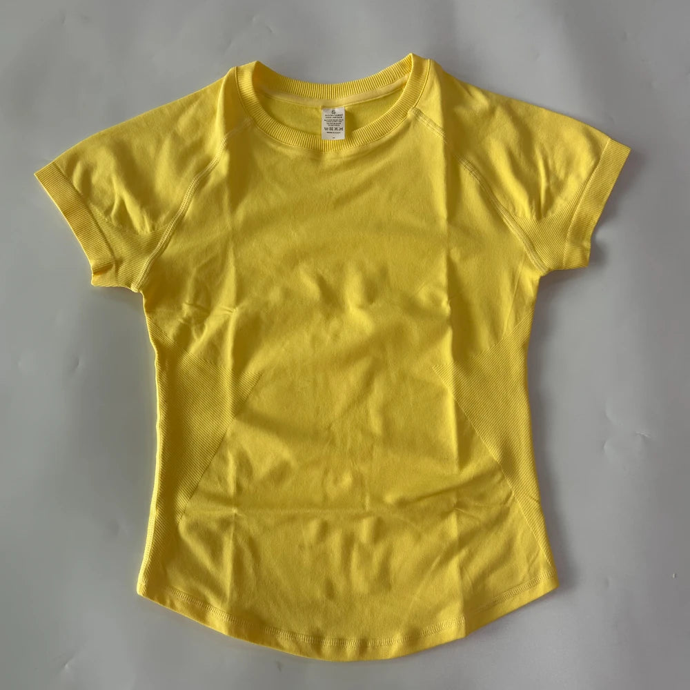 Longline Short Sleeve Top For Women Gym Crop Top Light Weight Yoga Top Shirt Stretchy Workout Clothes Running Sports Shirts
