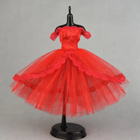 Dress Up Doll Dress Evening Party Prom Dress Lace Dolls Clothes Mini Black Tutu Dotted Doll Princess Dress Doll Accessories