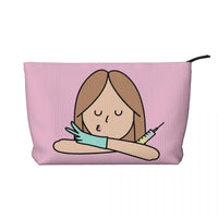 Custom Cartoon Doctor Nurse Enfermera En Apuros Toiletry Bag Women Cosmetic Makeup Organizer Lady Beauty Storage Dopp Kit Box