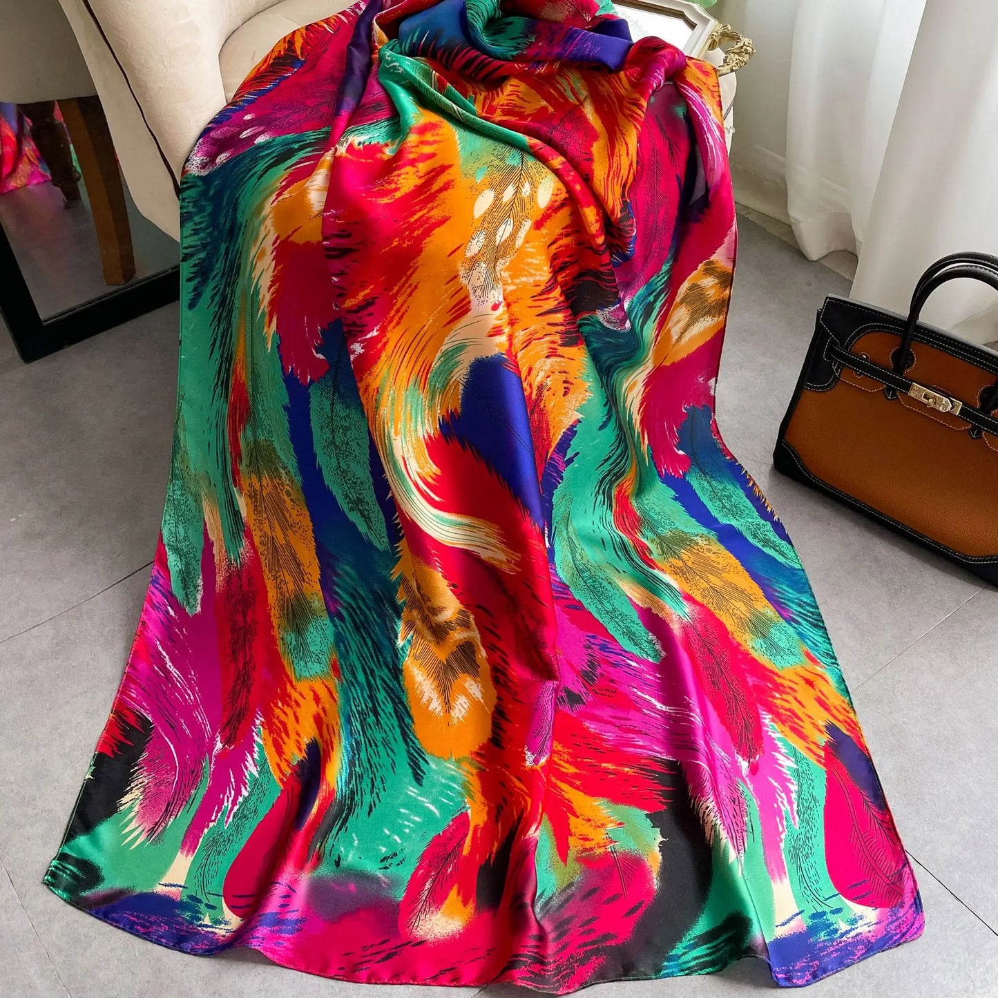 Spring Scarf Women's Luxury Design Polyester Material Smooth Scarf Soft Shawl Beach