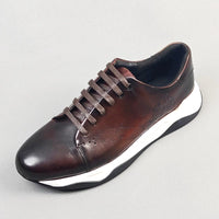 Luxury Handmade Genuine Cowhide Leather Casual Oxfords Mens Dress Shoes Height Increasing Lace-up Flat Sneakers for Men