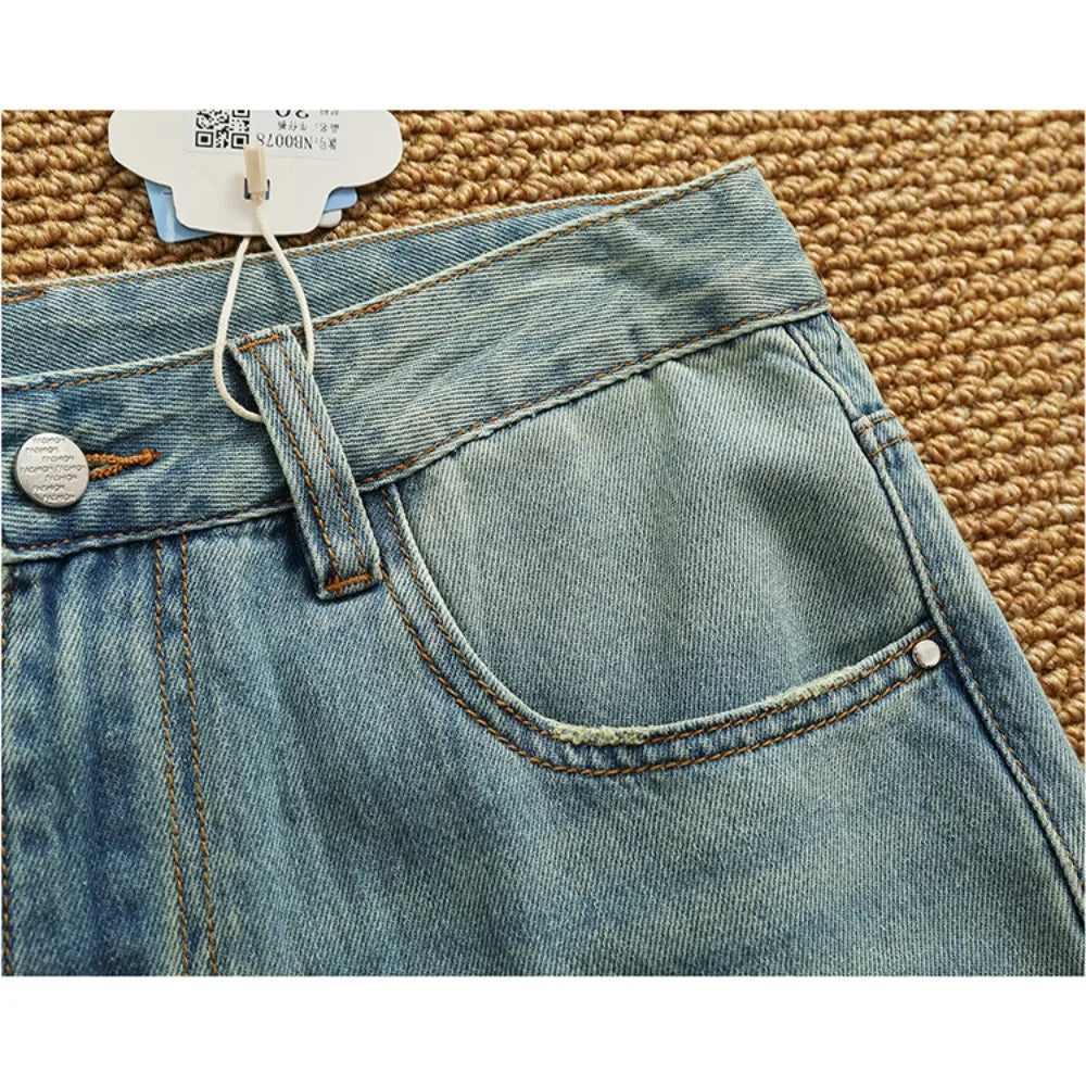 Jeans men's spring and summer thin loose straight tube drop wide leg long pants