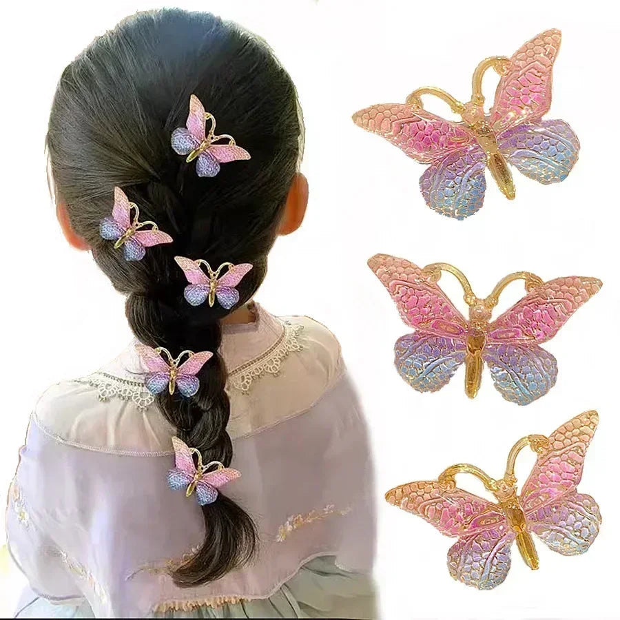 5pcs/set Butterfly Hair Clips Sweet Women Gradient Small Hairpins Mini Baby Girls Cute Colors Barrette Headwear Hair Accessories