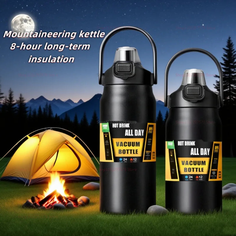Insulated Stainless Steel Travel Mug 1000ml 1500ml Large Capacity Camping Car Cup Hot Cold Drink Insulation Durable Outdoor Car