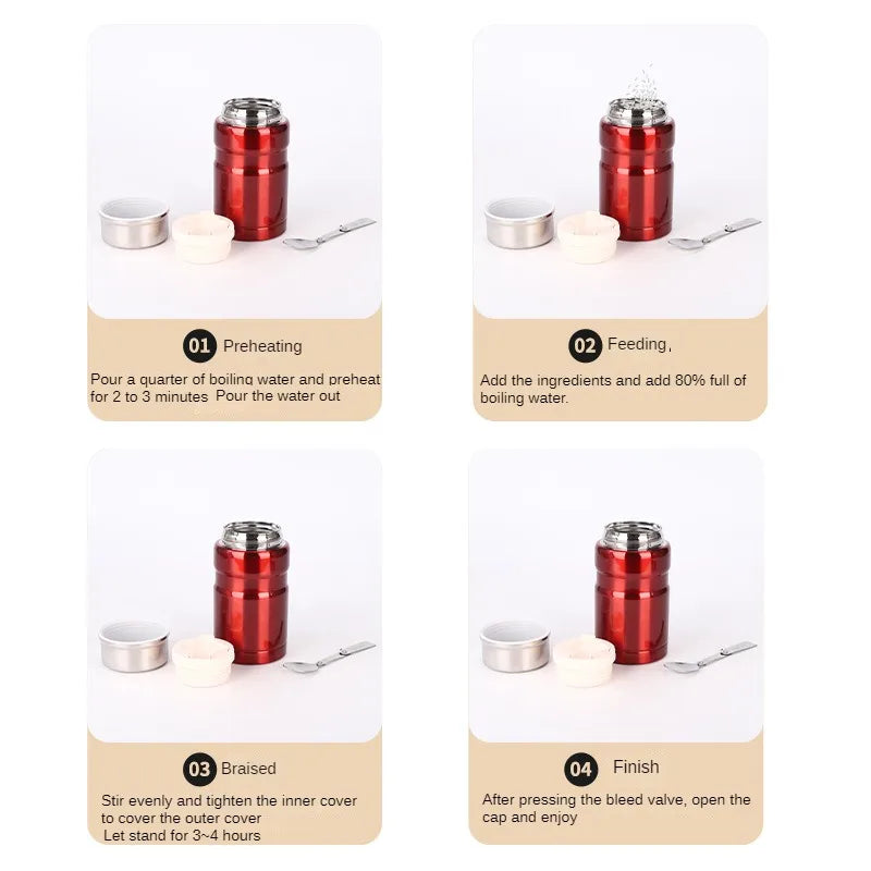 304 Stainless Steel Stew Beaker, Large Capacity Insulated Cup, Portable Student Office Worker Insulated Lunch Box.
