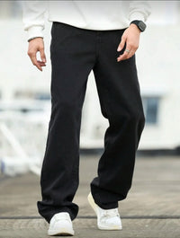 Men's Wide Leg Jeans - Oversized Straight Fit Denim Pants with Casual Drop Crotch