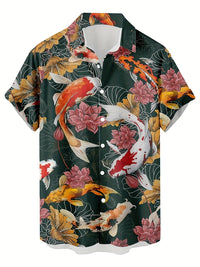 Men's Lapel Button Down Shirt T-Shirt New Floral Print Hawaii Beach Vacation Short Sleeve Breathable Fashion Men's Shirt Tops